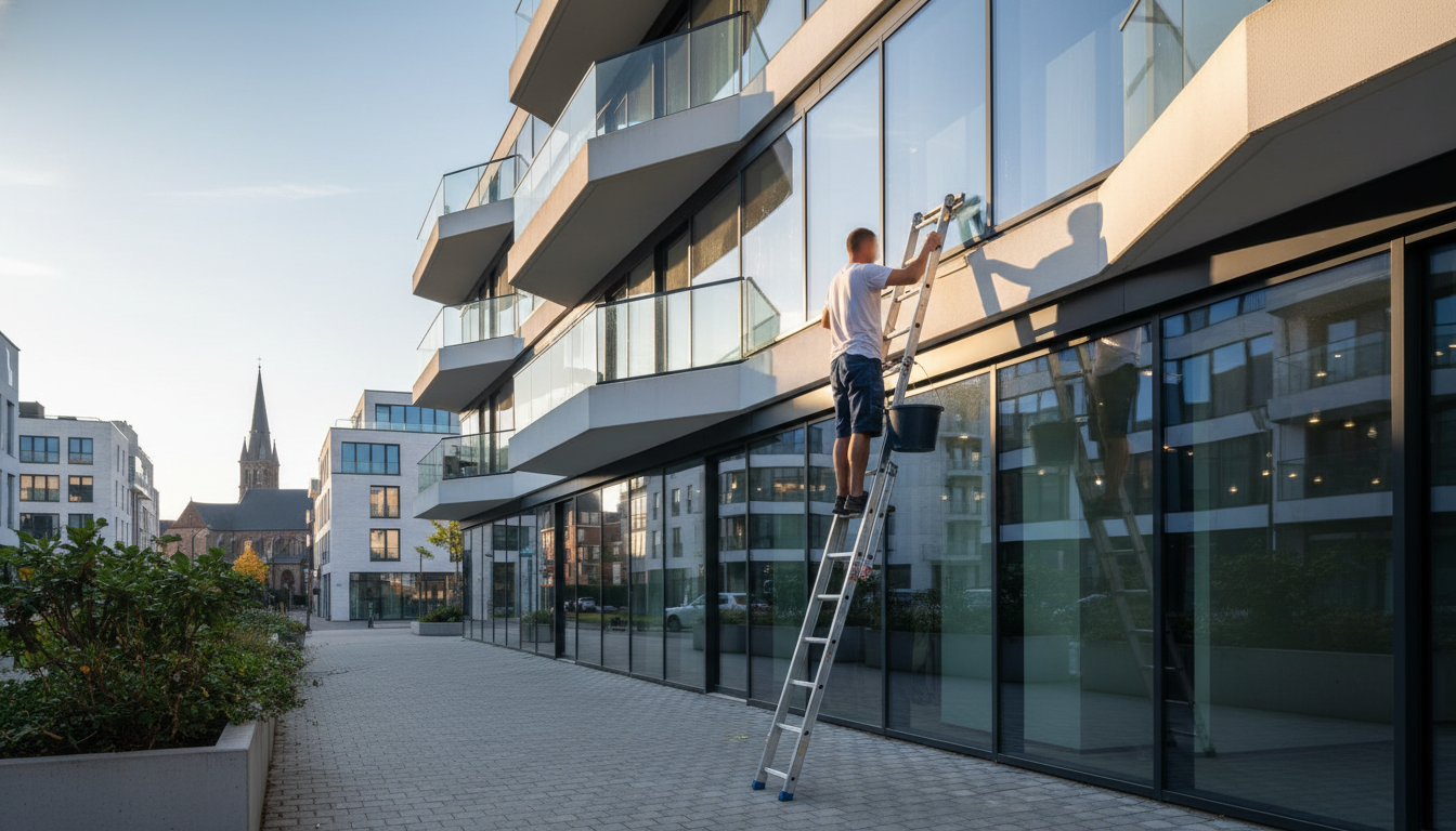Ruitenwassen appartementsgebouw Antwerpen